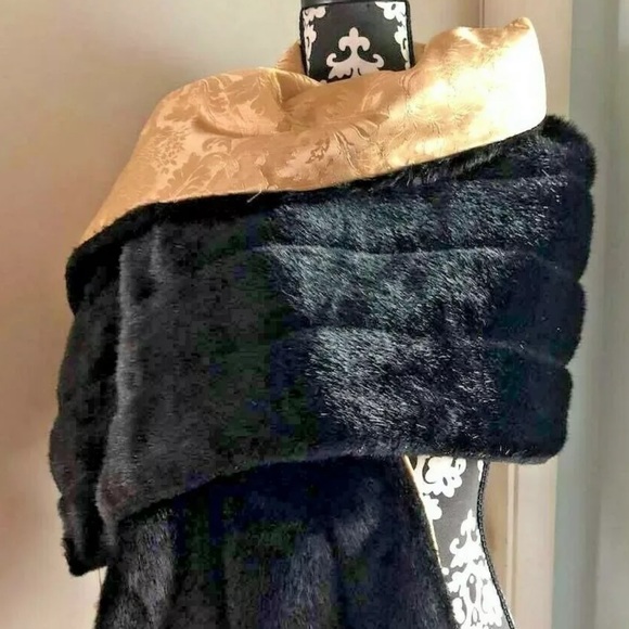 gold faux fur shawl